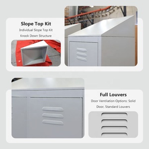 Armario metálico industrial de acero doble de 2 puertas con techo de pendiente simple, para ropa personalizada, almacenamiento en sala limpia y control de suciedad, con base - Product Image 4