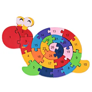 Madera Montessori entrenamiento cerebral juguetes educativos serpiente elefante rompecabezas tablero rompecabezas juguetes para niños