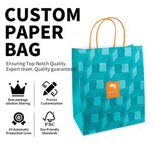 Bolsas de Papel Ecológicas con Asas para Regalos, Compras, Zapatos y Ropa, con Logotipo Personalizado Impreso - Product Image 1