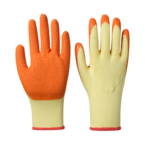 Gants froissés en <span class=keywords><strong>latex</strong></span> avec logo personnalisé de haute qualité 70 g/paire de gants enduits de <span class=keywords><strong>latex</strong></span> <span class=keywords><strong>orange</strong></span> Gants économiques de construction de protection - Product Image 1