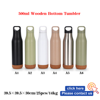 TY RTS Stock Tasse isotherme sous vide double paroi en acier inoxydable 500 ml avec fond en bois souple, à ouverture étroite, pour voiture, avec poignée, 6-12 heures