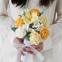 Bouquet de roses en crochet tricoté, fleurs artificielles pour mariages, cérémonies de remise de diplômes, décoration de la maison, cadeau