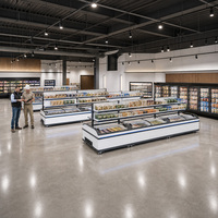 Congélateur modulaire 110V/220V à économie d'énergie avec étagères de présentation amovibles, couvercle en verre trempé, pour glacier en libre-service