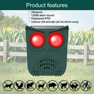 Alarme solaire à détection infrarouge 129 dB, étanche IP55, alarme audiovisuelle ultrasonique haute fréquence pour dissuader les animaux sauvages - Product Image 2