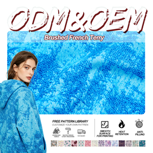 Tissu en polyester imprimé personnalisé <span class=keywords><strong>au</strong></span> toucher doux, structure en <span class=keywords><strong>molleton</strong></span> tricoté pour la production de vêtements, robes et articles de mode - Product Image 1