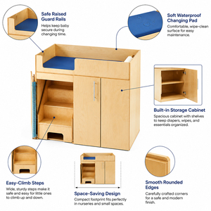 Table à langer <span class=keywords><strong>en</strong></span> bois pour bébé, armoire Montessori, équipement pour école maternelle, garderie, crèche, école, salle de classe - Product Image 2