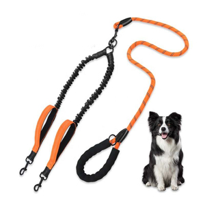 KingHon Wholesale Nylon <b>Double</b> Dog Leash Adjustable Reflective Two Hook Pet Dogs <b>Double</b> <b>Ended</b> Nylon <b>Leads</b> - Product Image 1