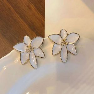 New Personality Niche Trendy Gold-Plated Stud Earrings Blue Drop Glaze <b>Flower</b> <b>Sweet</b> Temptation Fashionable Earrings - Product Image 3