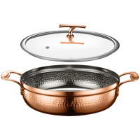Marmite à soupe en acier inoxydable martelé épaissi avec couvercle en verre, base multicouche, ustensile de cuisson antiadhésif pour cuisinières à gaz et à induction
