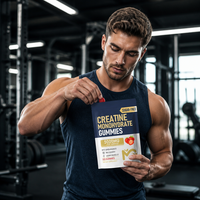 Créatine Monohydrate OEM en Poudre Instantanée 5000mg Sans Sucre Végétalienne Saveur Fraise pour l'Endurance, la Récupération et la Masse Musculaire Maigre des Adultes