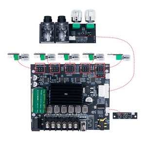 ZK-MT21S 50W * 2 + 100W放大器板2.1通道TPA3116D2，带双麦克风回声低音炮输出 - Product Image 1