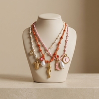 Collar de Cuerda Trenzada de Cobre Chapado en Oro con Colgante de Océano, Diseño Colorido, Joyería Hecha a Mano, Personalizada y Moderna, Regalo