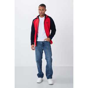 Sweat-shirt à capuche en polaire Air Jones Connell Fiesta pour homme, rouge, décontracté, respirant, avec poches, idéal pour l'automne - Product Image 4