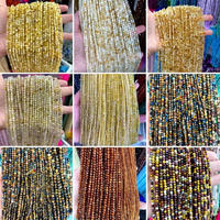Perles de pierres semi-précieuses jaunes de 2 mm, 3 mm, 4 mm, petites perles rondes facettées en pierre naturelle pour la fabrication de bijoux, citrine, œil de tigre, pierre du soleil