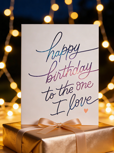 Tarjeta <span class=keywords><strong>de</strong></span> Felicitación <span class=keywords><strong>de</strong></span> Cumpleaños con Brillo Celestial, Estilo Escrito a Mano, Opción <span class=keywords><strong>de</strong></span> Regalo con Sentido - Product Image 3