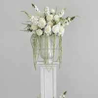 Bunga Bola Beludru 50cm Anthurium Ranunculus Hydrangea Hijau Sage Gaya Nordik untuk Dekorasi Meja Pernikahan DIY