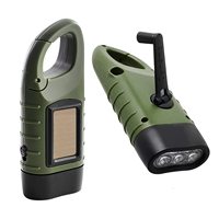 Senter LED Tenaga Surya 3 Lampu Grosir, Senter Dinamo Mini Portabel, Logo Custom untuk Darurat & Berkemah