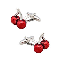 Fruit Red Cherry Franse stijl messing manchetknopen voor unisex formele feestpromotie cadeau
