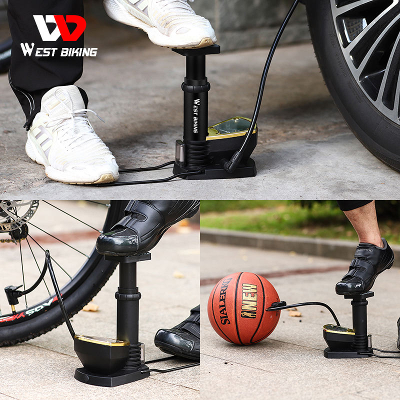 WESTBIKING Floor High Pressure Bicycle Electric Bike Cycle Mini Floor Tire  Air Pump for Bike Mini Portable Air Bicycle Foot Pump