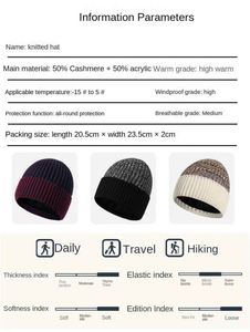 Autumn Winter Jacquard Knitted <b>Hat</b> <b>for</b> Men Double Layer Fleece Lining Warm Beanie <b>Hat</b> - Product Image 2