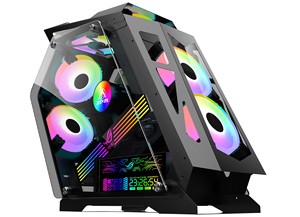 เคสคอมพิวเตอร์ Mid Tower M-ATX สำหรับเล่นเกม ดีไซน์แปลกตา ไฟ ARGB RGB <span class=keywords><strong>LED</strong></span> พร้อมกระจกนิรภัยด้านหน้า และพอร์ต USB - Product Image 3