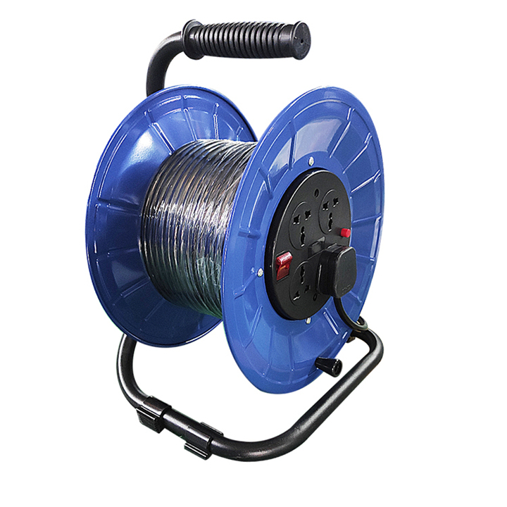 Heavy Duty Power Extension Cord Reel 4 Way with Extensible Wire and Plug