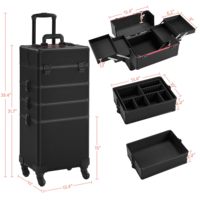 Valise de maquillage professionnelle 4 en 1 personnalisée, valise de maquillage à roulettes, valise de voyage extra large, organisateur de voyage, valise cosmétique en aluminium