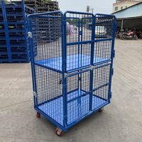 Conteneur à linge portable robuste et durable en acier galvanisé, chariot pliable à quatre roues avec cadre pliable sur 4 côtés