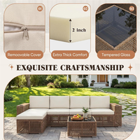 Ensemble de canapés modulaires d'extérieur en rotin, mobilier de patio en osier PE avec table basse – Vente chaude