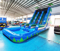 Château gonflable commercial d'extérieur pour enfants et adultes, toboggan aquatique tropical gonflable