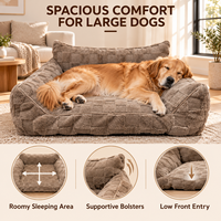 Canapé-lit orthopédique carré personnalisé en jacquard peluche pour chien avec housse amovible et lavable, coussin de soutien, canapé pour animaux de compagnie OEM, MOQ 50 PIÈCES