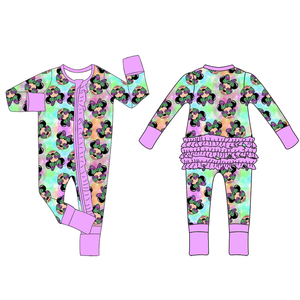 Baju tidur anak perempuan ritsleting bambu Ruffle Zippy Romper CPC mencapai CE bersertifikat piyama anak-anak pakaian tidur - Product Image 6