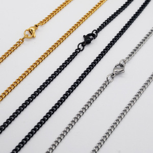 Collana a catena a catena in acciaio inox tono argento all'ingrosso 3.0mm - Product Image 1