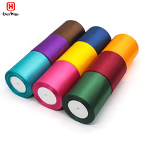 Vente en gros d'usine - Ruban de satin polyester simple face de 100 mm de large et 25 yards pour emballage