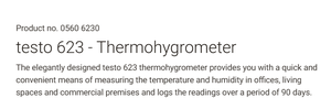 Registrador de Datos de Temperatura y Humedad Digital Testo 623, Termohigrómetro - Product Image 4
