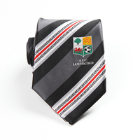 Corbata Formal Negra a Rayas de Alta Calidad Personalizable para Hombre, con Logotipo Bordado, Opción de Logotipo Personalizado, Transpirable y Duradera, Corbata de Negocios