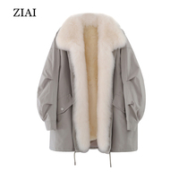 Parker Manteau Femmes Rex Doublure En Fourrure De Lapin Col En Fourrure De Renard Goutte Épaule Manches Manteau De Fourrure Amovible