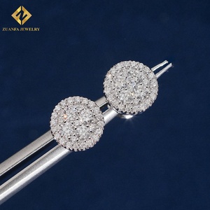 Iced Out Round Halo Honey Comb 925 Sterling <b>Silver</b> Lab Grown Diamond Luxury <b>Wedding</b> Jewelry for Women - Product Image 2