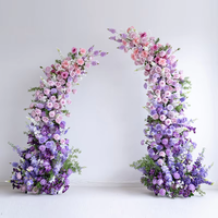 Arche florale artificielle dégradée pour décoration de mariage, arrangement floral pour arche en forme de corne, décoration de fond d'arche