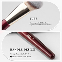 Pinceau de maquillage pour le visage, synthétique, vegan, de luxe, à angle droit, rouge, avec logo personnalisé, prix d'usine ODM OEM, pour fond de teint liquide