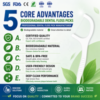 Fil dentaire biodégradable personnalisé, emballé individuellement, en plastique, pour l'hygiène interdentaire, cure-dents, bâtonnets de fil dentaire, vente en gros