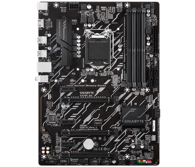 Gigabyte Z370P D3 Intel GAMING Desktop Motherboard LGA 1151 9th Gen CPU 64GB DDR4 RAM Double Channel M.2 ATX