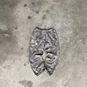 Celana kustom pinggang elastis antik Stonewash berkobar keringat celana Jalur pinggang lebar dtg cetak kotak cocok longgar kamuflase nyata celana olahraga - Product Image 3