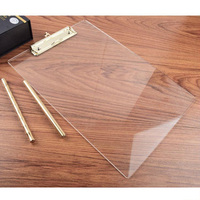 Portapapeles acrílico transparente personalizado para sublimación, carpeta en blanco A4, clip de perfil bajo de plástico para oficina de enfermería