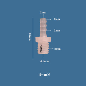 Conector de tubo de plástico roscado macho y hembra métrico M8, accesorio de lengüeta para manguera de 13/32 \ "<span class=keywords><strong>con</strong></span> <span class=keywords><strong>codo</strong></span> recto para accesorios de tubería - Product Image 2