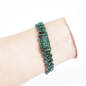 Nueva Esmeralda en forma <span class=keywords><strong>de</strong></span> diamante <span class=keywords><strong>de</strong></span> 10mm con collar cubano <span class=keywords><strong>de</strong></span> <span class=keywords><strong>diamantes</strong></span> <span class=keywords><strong>de</strong></span> imitación Cadena <span class=keywords><strong>de</strong></span> aleación gruesa - Product Image 2