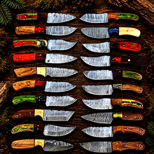 Couteau de chasse professionnel haut de gamme en acier Damas, manche en bois OEM, lame fixe à pointe clip, épaisseur 0,5 mm, qualité industrielle, 8 pouces - Product Image 1