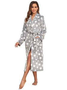 Robe <span class=keywords><strong>de</strong></span> <span class=keywords><strong>nuit</strong></span> décontractée à capuche en <span class=keywords><strong>polaire</strong></span> pour <span class=keywords><strong>femme</strong></span>, imprimé pois mignon, automne-hiver, avec ceinture, manches longues, poches, douce et respirante - Product Image 5
