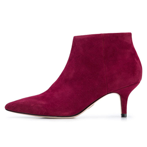 Shoes Factory Pointed Toe Shape Side Zipper on Stiletto Kitten Heel Soft Suede Leather Upper Womens Ankle <b>Boots</b> - Product Image 5
