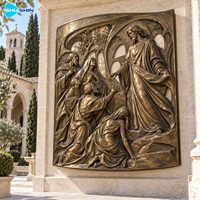 Sculpture murale religieuse en bronze, relief, moulage à la cire perdue, art métallique biblique personnalisé pour façade d'église, chapelle, place, centre culturel